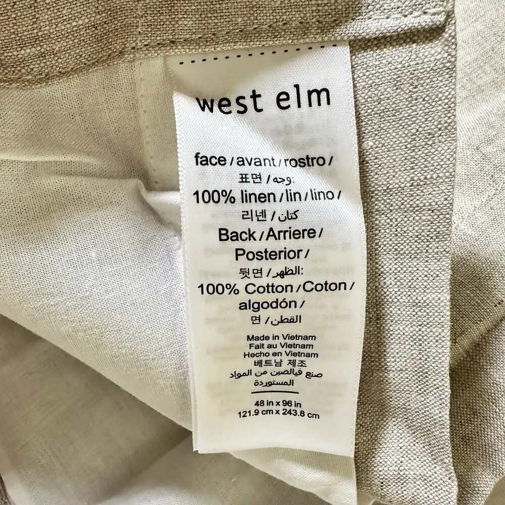 West Elm Pleated European Flax Linen Curtain 1 Panel Natural Flax 48'"x96" - Picture 5 of 5